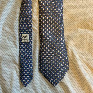 Hermes Blue 100% Silk Tie